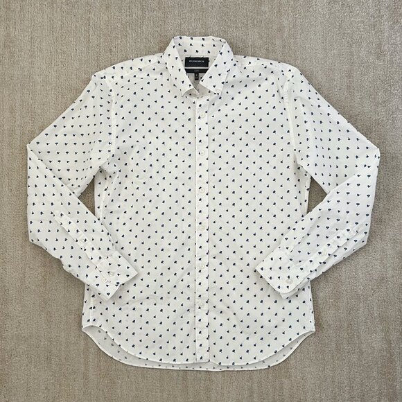 Bonobos Slim Fit Long Sleeve Button Down Shirt M White Blue Cotton - Picture 1 of 9
